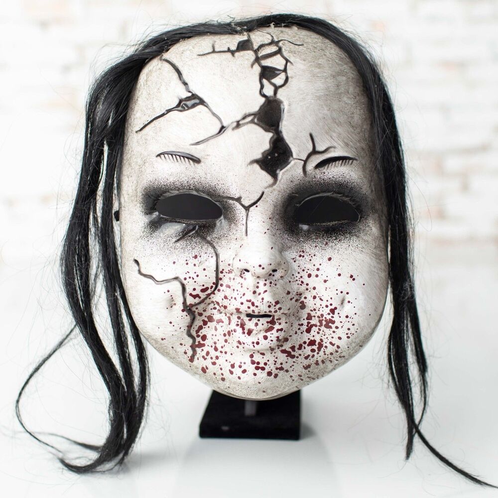 Scary Creepy Halloween Face Mask Horror Baby Chucky Ghost Doll Mask Vtg